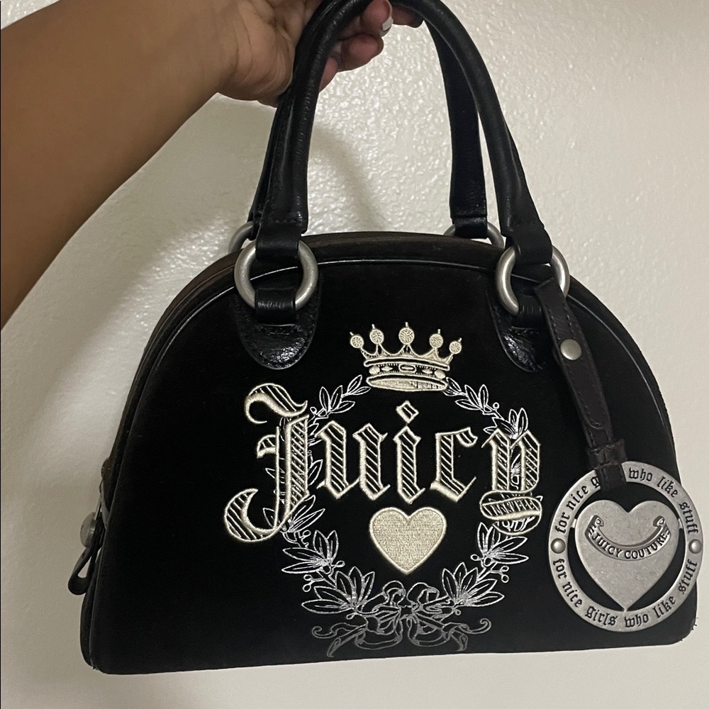 Vintage HTF Juicy Couture Brown and Silver Embroidered Handbag